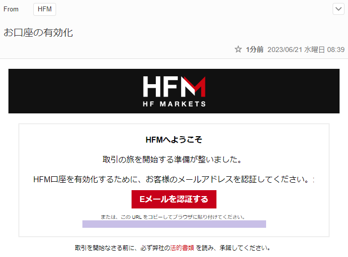 HFMメール認証画面